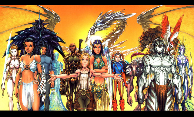 Women yellow background dragon wings free wallpaper - medium preview image