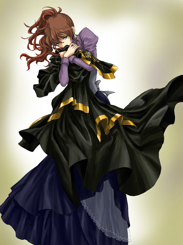 Woman black dress purple hat free wallpaper - medium preview image