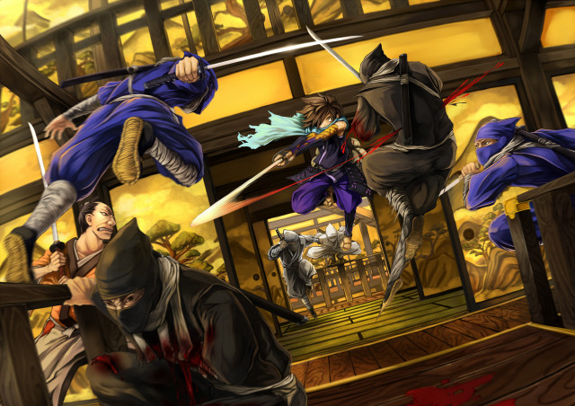 Sword fight demon building men free wallpaper - medium preview image