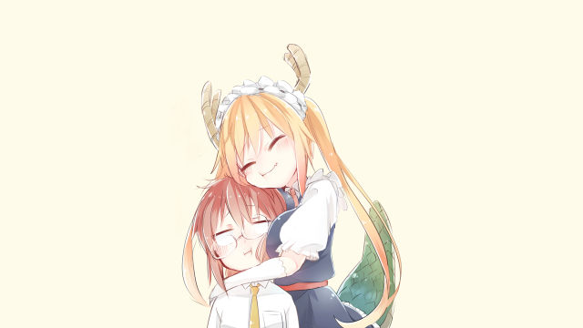 Anime couple hugging white yellow free wallpaper - medium preview image