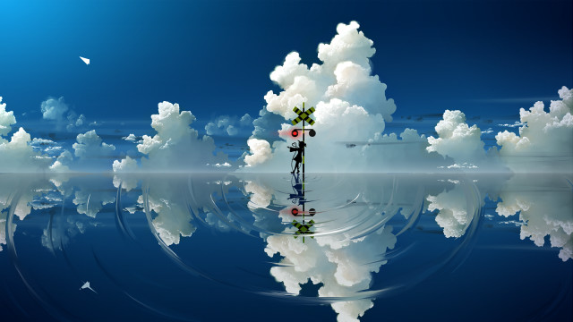 Person cloud sky reflection tree free wallpaper - medium preview image