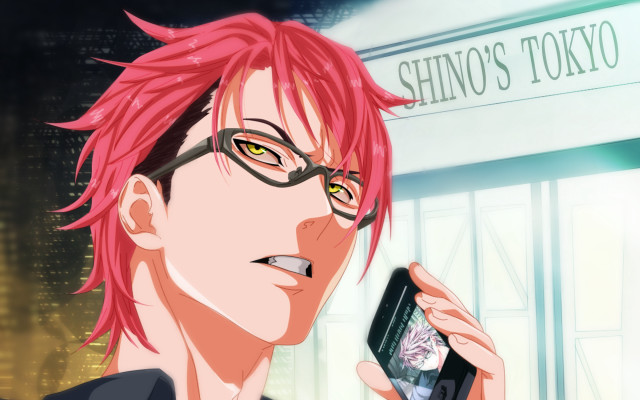 Man pink hair glasses holding free wallpaper - medium preview image