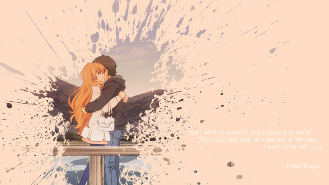 Couple hugging bench anime quote free wallpaper for desktop - medium preview image