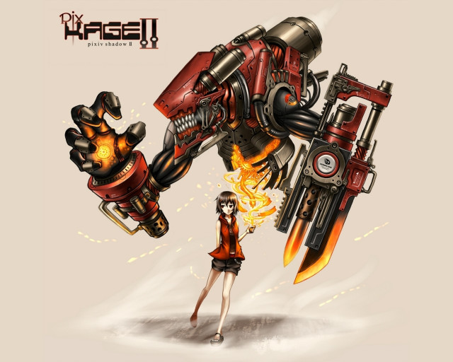 Woman giant robot flame hand free wallpaper - medium preview image
