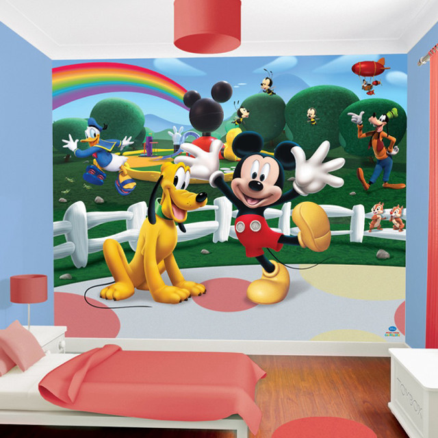 Mickey mouse rainbow mural childs free wallpaper - medium preview image