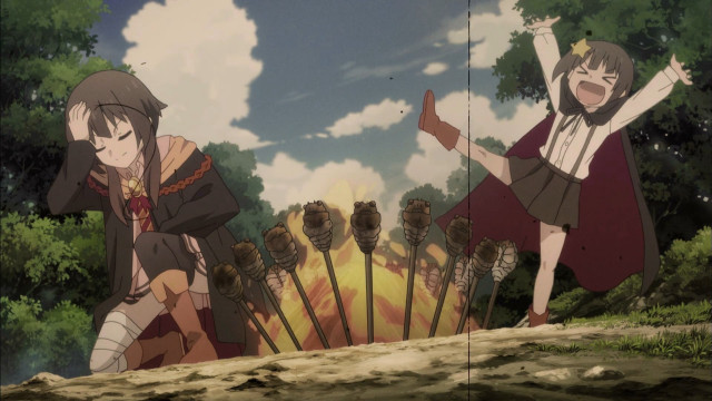 Anime characters wall trees clouds free wallpaper - medium preview image