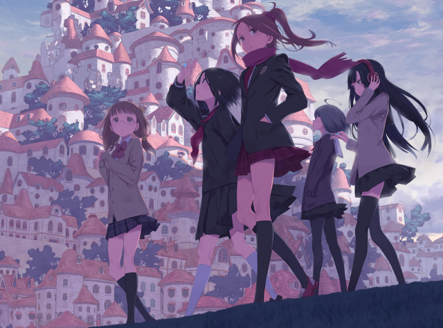 Group people castle sky cityscape free wallpaper - medium preview image
