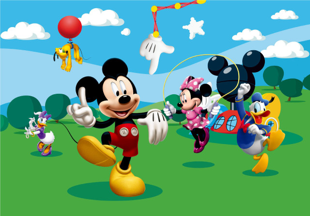 Mickey mouses flying park balloons free wallpaper - medium preview image