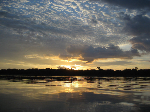 Sunset over water clouds trees free wallpaper - medium preview image