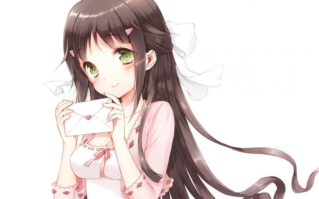 Girl long hair white envelope free wallpaper - medium preview image