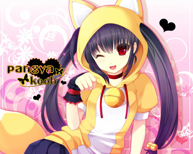 Girl yellow cat costume long free wallpaper - medium preview image