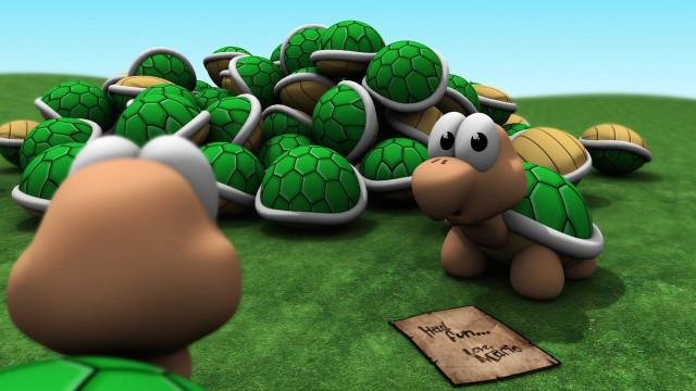 Cartoon character tortoises grass field free wallpaper - medium preview image
