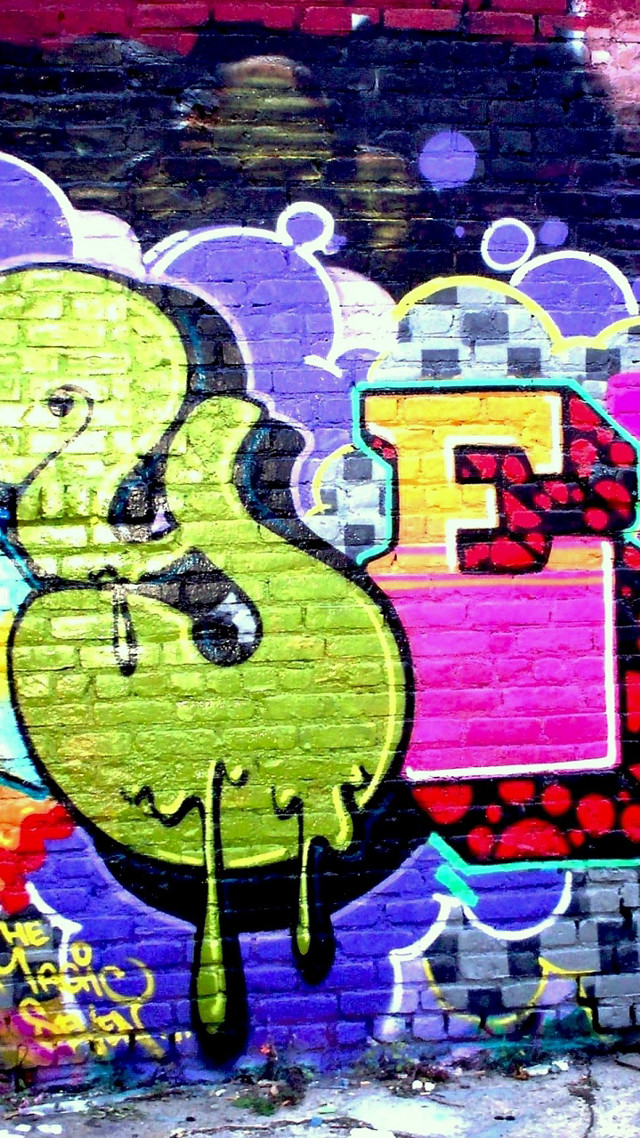 Graffiti wall green monster large free wallpaper - medium preview image