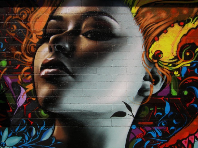 Woman face brick wall flower free wallpaper - medium preview image