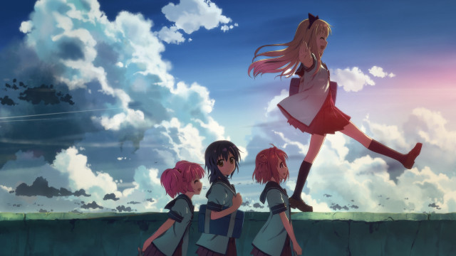 Girls grass field clouds sky #2 free wallpaper - medium preview image