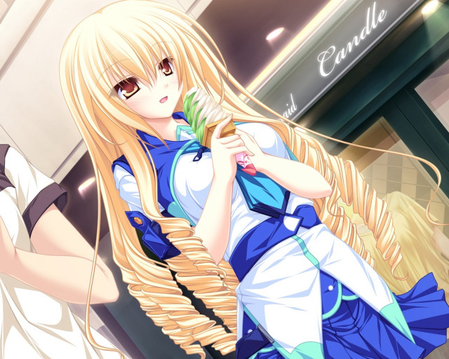 Woman blonde holding plant basket free wallpaper - medium preview image
