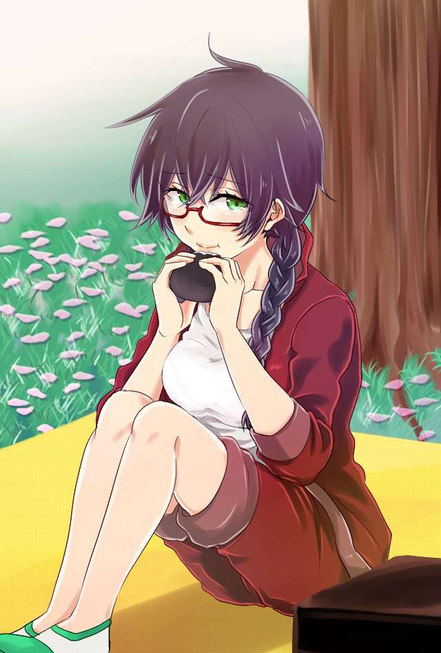 Girl sitting tree food box free wallpaper - medium preview image