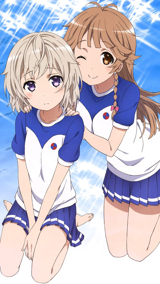 Anime girls standing water together free wallpaper - medium preview image