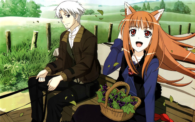 Anime couple bench fruit basket free wallpaper - medium preview image