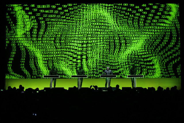 Man stage large screen microphone free wallpaper - medium preview image