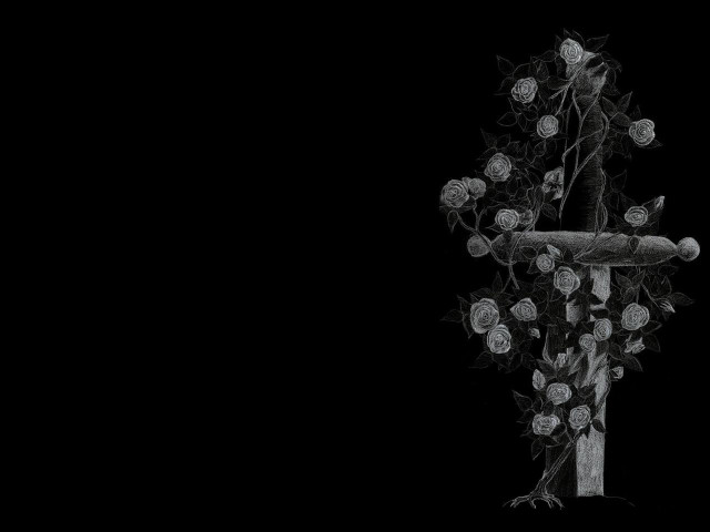 Cross flowers black background cross free wallpaper - medium preview image