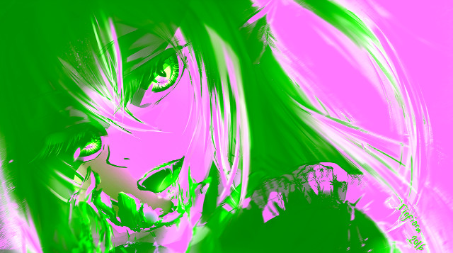 Creepy anime girl blood glowing free wallpaper - medium preview image