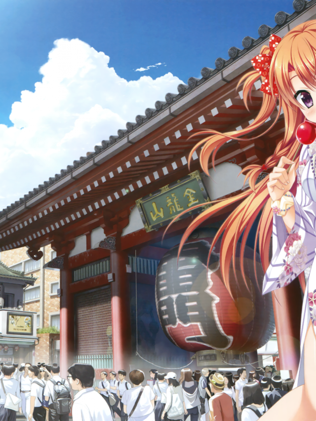 Woman white dress crowd city free wallpaper - medium preview image