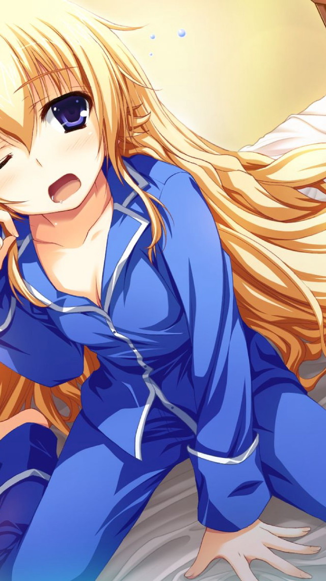 Blonde haired sleepy anime girl free wallpaper - medium preview image
