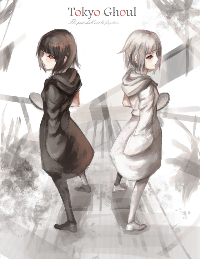 Anime girls white background black free wallpaper - medium preview image
