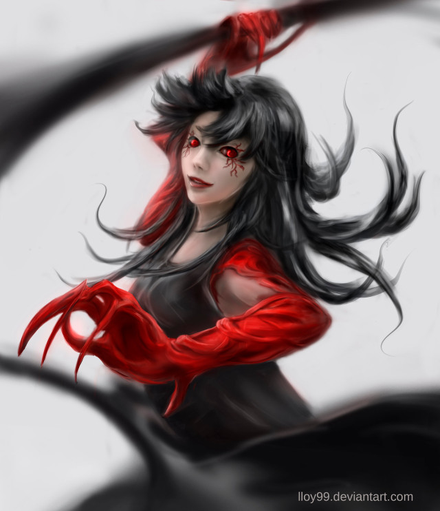 Woman long hair red gloves free wallpaper - medium preview image