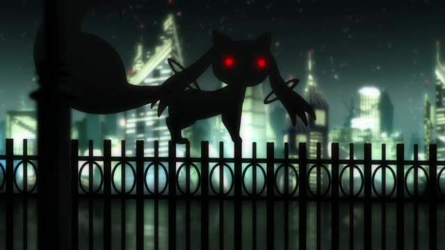 Black cat fence night city free wallpaper for desktop - medium preview image