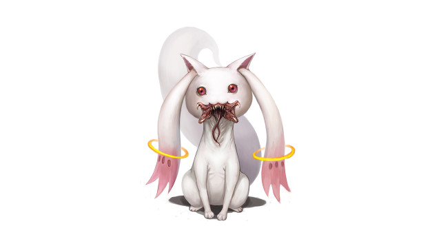 White cat red eyes wings free wallpaper - medium preview image