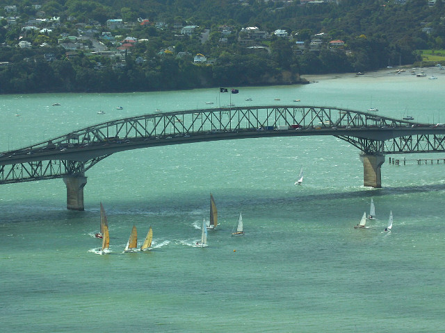 Bridge water sailboats city background free wallpaper - medium preview image