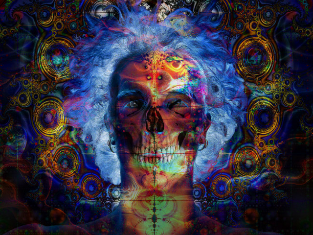 Skull colorful hair cross psychedelic free wallpaper - medium preview image