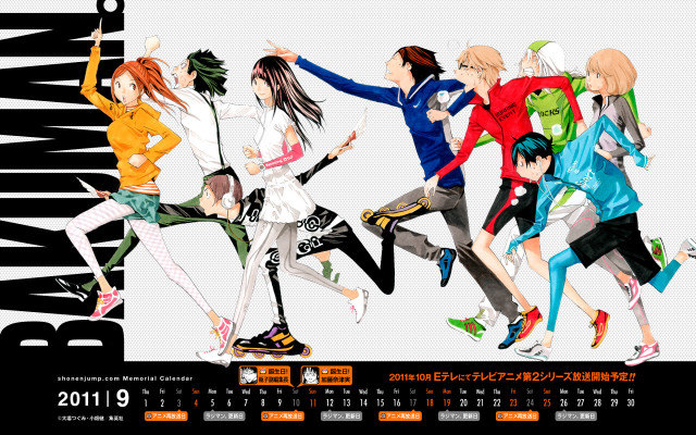 Anime calendar cover group characters free wallpaper - medium preview image