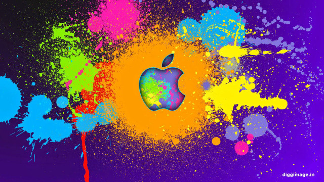 Colorful apple logo paint splatter #3 free wallpaper - medium preview image