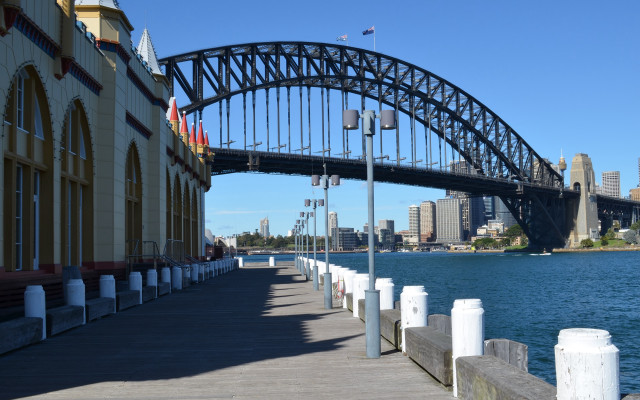 Bridge water city arched window free wallpaper - medium preview image