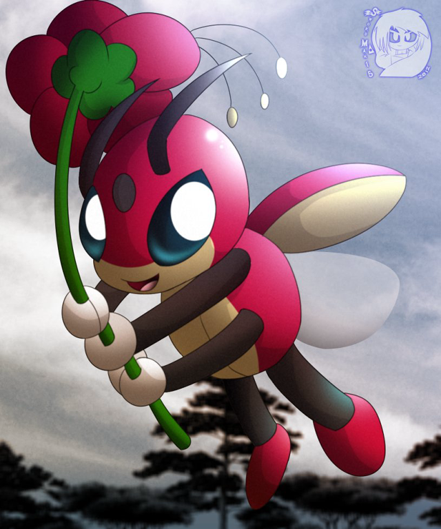 Cartoon character flying flower leaf free wallpaper - medium preview image