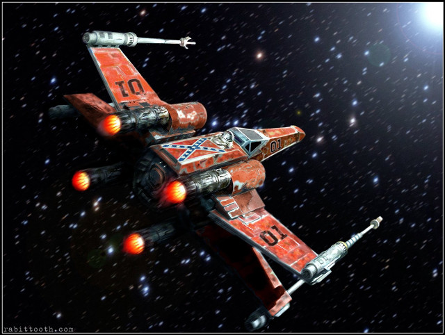 Red starfighter plane flying sky free wallpaper - medium preview image