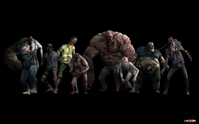 Zombies standing line heads turned free wallpaper - medium preview image