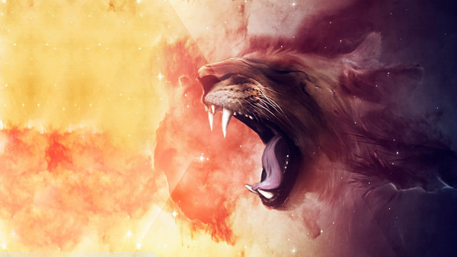 Lion roaring space stars bright free wallpaper - medium preview image