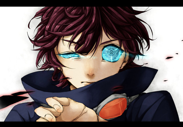 Anime blue eyes black coat free wallpaper - medium preview image
