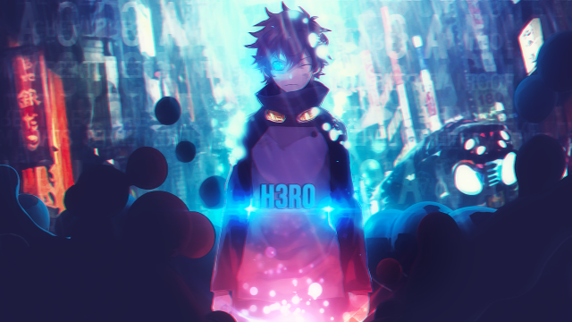Person crowd neon light hero free wallpaper - medium preview image