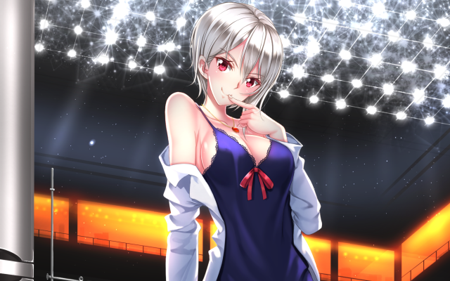 Woman blue dress stars ceiling free wallpaper - medium preview image