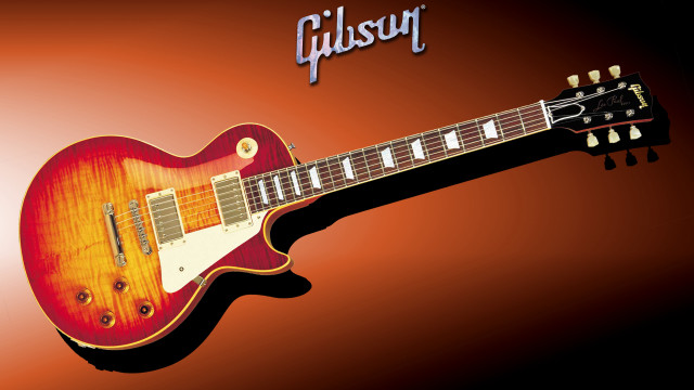 Red guitar yellow neck black free wallpaper - medium preview image