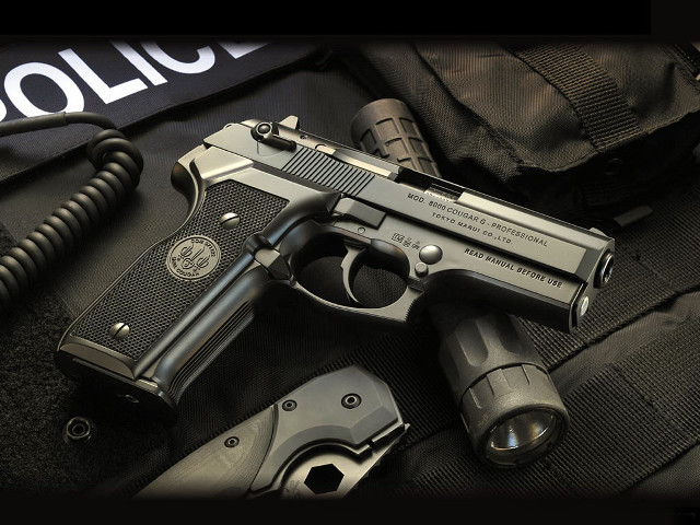 Gun flashlight police badge cord free wallpaper - medium preview image