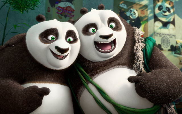 Two pandas hugging scene movie free wallpaper - medium preview image