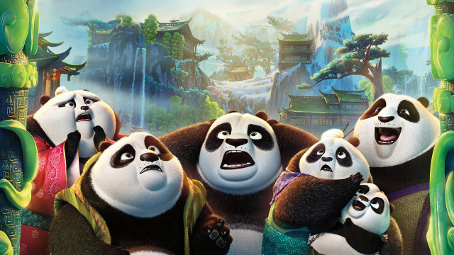 Pandas waterfall group nature scenery free wallpaper - medium preview image