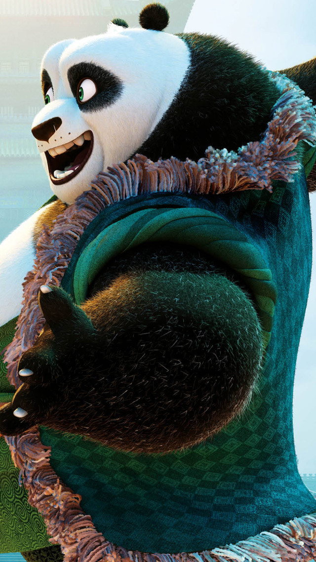 Panda bear green purple outfit free wallpaper - medium preview image