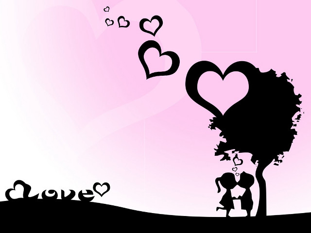 Couple tree hearts pink background #2 free wallpaper - medium preview image